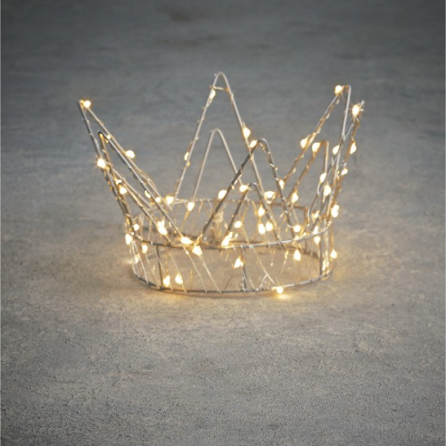 Luca   декор корона 10*18см luca lighting серебро 60ламп б/о с таймером теплый белый свет 84881
