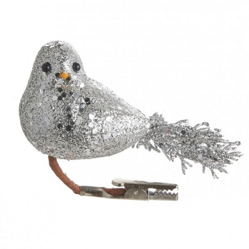 HOUSE OF SEASONS   украшение декоративное птица серебро 14х13см клипса 83401 (1039623)