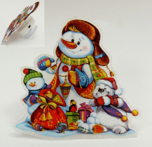 Magic Time   украшение новогоднее снеговик арт.42195 из пвх со светодиодной подсветкой в комплекте с эл. питания