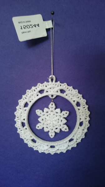 Феникс-презент   украшение подвесное снежинки в белых кружочках, 10,8см, из пластика, 38574