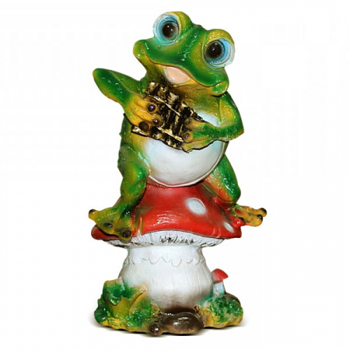 ГРИН ДОМ   фигура садовая лягушка с флейтой f07791