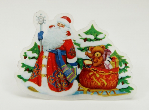 Magic Time   украшение новогоднее дед мороз и медвежонок арт.42201 из пвх со светодиодной подсветкой в комплекте