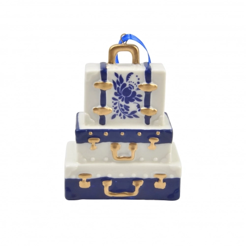 Magic Time   новогоднее подвесное украшение чемоданы гжель из фарфора / 4,3х9,7х6,7см арт.81641