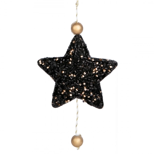 Magic Time   новогоднее подвесное украшение черная пушистая звездочка из полиэтилена / 9x1,5x9см арт.82623