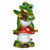ГРИН ДОМ   фигура садовая лягушка с флейтой f07791 превью